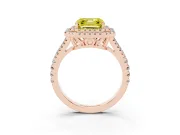 Asscher Cut Halo Engagement Ring Setting for a Fancy Yellow Lab-Grown Diamond | Rose Gold - Design NV-24799