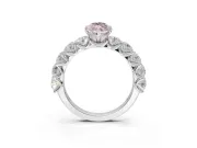Marquise Side Stone Engagement Ring Setting for a Fancy Pink Lab-Grown Diamond | Scalloped Prong Accents | Platinum