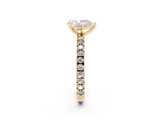 Pear Cut Diamond Pavé Band Solitaire Set in Yellow gold with Prong Setting