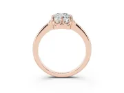 Cushion Cut Scalloped Petal Halo Engagement Ring Setting | Plain Band | Rose Gold