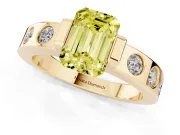 Emerald Cut Tension Style Engagement Ring Setting for a Fancy Yellow Lab-Grown Diamond | Yellow Gold