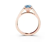 Fancy Blue Pear Cut Diamond Solitaire Engagement Ring Set in Rose gold with Prong Setting and Tapered Band