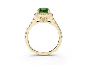 Radiant Cut Accented Halo Engagement Ring Setting for a Fancy Green Lab-Grown Diamond | Yellow Gold
