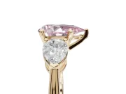 Pear-Shaped 3-Stone Engagement Ring Setting for a Fancy Pink Lab-Grown Diamond | Yellow Gold