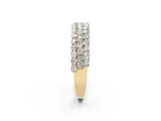 Round Lab-Grown Diamond Three Row Pave Promise Ring | Shared Prongs | Yellow Gold