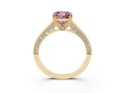 Princess Cut Hidden Halo Engagement Ring Setting for a Fancy Pink Lab-Grown Diamond | Milgrain Pave | Yellow Gold