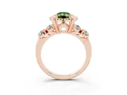 Emerald Cut Floral Engagement Ring Setting for a Fancy Green Lab-Grown Diamond | Petal Frame and Side Stones | Rose Gold