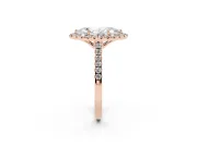 Marquise Raised Halo Engagement Ring Setting | Pave Band | Rose Gold