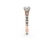 Cushion Cut Three Stone Engagement Ring Setting | Rose Gold