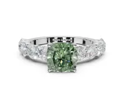 Cushion Cut Engagement Ring Setting for a Fancy Green Lab-Grown Diamond | Sterling Silver - Design NV-24455