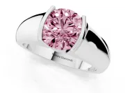 Round Half Bezel Engagement Ring Setting for a Fancy Pink Lab-Grown Diamond | Wide Band | Platinum