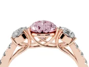 Pear-Shaped Engagement Ring Setting for a Fancy Pink Lab-Grown Diamond | Three Stone | Rose Gold