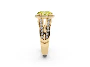 Fancy Yellow Oval Cut Diamond Halo Ring Set in Yellow gold with Double Pavé Split Shank