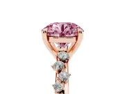 Round Graduated Accent Engagement Ring Setting for a Fancy Pink Lab-Grown Diamond | Rose Gold