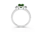 Asscher Cut Three Stone Engagement Ring Setting for a Fancy Green Lab-Grown Diamond | Pave Shoulders | Platinum