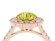 Round Vintage Milgrain Floral Halo Engagement Ring Setting for a Fancy Yellow Lab-Grown Diamond | Pavé Band | Rose Gold