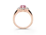 Cushion Cut Cluster Halo Engagement Ring Setting for a Fancy Pink Lab-Grown Diamond | Rose Gold
