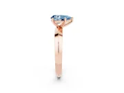 Fancy Blue Pear Cut Diamond Solitaire Engagement Ring Set in Rose gold with Flat Band and Prong Setting