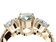 Marquise Three Stone Engagement Ring Setting for a Fancy Green Lab-Grown Diamond | Tapered Pave Band | Yellow Gold