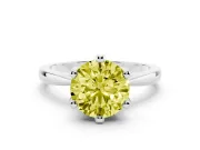 Round Tapered Solitaire Engagement Ring Setting for a Fancy Yellow Lab-Grown Diamond | Claw Prong Head | Platinum
