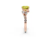 Fancy Yellow Radiant Cut Diamond Solitaire Ring Set in Rose gold with Marquise Twist Band and Prong Setting