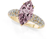 Marquise Multi Row Pave Engagement Ring Setting for a Fancy Pink Lab-Grown Diamond | Yellow Gold