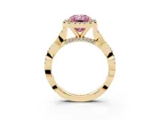 Radiant Cut Twist Halo Engagement Ring Setting for a Fancy Pink Lab-Grown Diamond | Yellow Gold