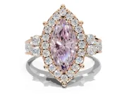 Marquise Halo Engagement Ring Setting for a Fancy Pink Lab-Grown Diamond | Side Clusters | Rose Gold