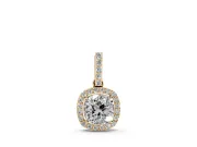 Cushion Cut Lab-Grown Diamond Halo Pendant Necklace | Pavé Bail | Yellow Gold