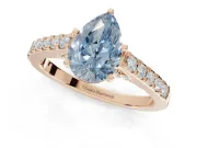 Pear-Shaped Pavé Solitaire Engagement Ring Setting for a Fancy Blue Lab-Grown Diamond | Crossover Gallery | Rose Gold