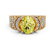 Oval Vintage Pave Engagement Ring Setting for a Fancy Yellow Lab-Grown Diamond | Milgrain Edges | Yellow Gold