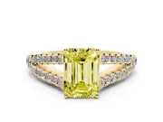 Emerald Cut Graduated Split Shank Engagement Ring Setting for a Fancy Yellow Lab-Grown Diamond | Yellow Gold