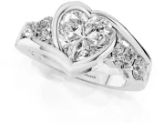 Heart-Shaped Bezel Bypass Engagement Ring Setting | Round Side Stones | White Gold