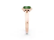 Fancy Green Radiant Cut Diamond Halo Ring Set in Rose gold with Cathedral Band and Prong Setting