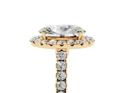 Oval Halo Engagement Ring Setting | Pave Shoulders | Yellow Gold