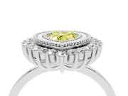 Pear-Shaped Bezel Halo Engagement Ring Setting for a Fancy Yellow Lab-Grown Diamond | White Gold