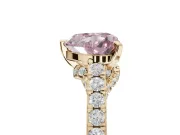 Heart-Shaped Pavé Solitaire Engagement Ring Setting for a Fancy Pink Lab-Grown Diamond | Crossover Gallery | Yellow Gold