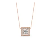 Princess Cut Lab-Grown Diamond Bezel Halo Pendant Necklace | Milgrain Edge | Rose Gold