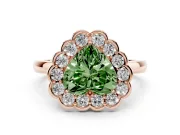 Heart-Shaped Scalloped Cluster Halo Engagement Ring Setting for a Fancy Green Lab-Grown Diamond | Plain Band | Rose Gold