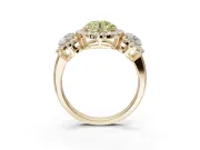 Round Three Stone Halo Engagement Ring Setting for a Fancy Yellow Lab-Grown Diamond | Yellow Gold