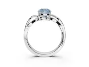 Cushion Cut Bypass Solitaire Engagement Ring Setting for a Fancy Blue Lab-Grown Diamond | Pavé Strands | Platinum