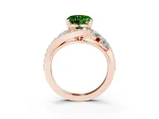 Heart-Shaped Bypass Pavé Engagement Ring Setting for a Fancy Green Lab-Grown Diamond | Rose Gold