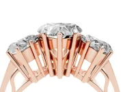 Heart-Shaped Three Stone Engagement Ring Setting | Beaded Shoulders | Rose Gold