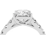 Princess Cut Cut-Down Side Stone Engagement Ring Setting | Scalloped Shoulders | Platinum