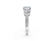 Asscher Cut Three Stone Engagement Ring Setting for a Fancy Blue Lab-Grown Diamond | Tapered Pave Band | White Gold