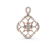 Round Lab-Grown Diamond Openwork Cluster Pendant Necklace | Quatrefoil Frame | Rose Gold