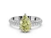 Pear-Shaped Domed Pavé Engagement Ring Setting for a Fancy Yellow Lab-Grown Diamond | Platinum