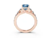Princess Cut Graduated Engagement Ring Setting for a Fancy Blue Lab-Grown Diamond | Rose Gold