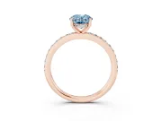 Fancy Blue Oval Cut Diamond Pavé Band Ring Set in Rose gold with Prong-Set Center Stone