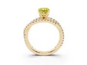 Radiant Cut Twisted Pavé Engagement Ring Setting for a Fancy Yellow Lab-Grown Diamond | Yellow Gold